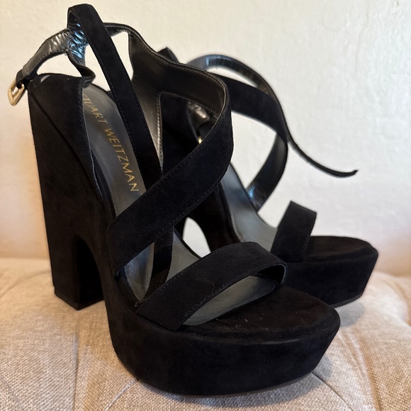 STUART WEITZMAN "Saucy" platform sandals shoes in black - Picture 4 of 5
